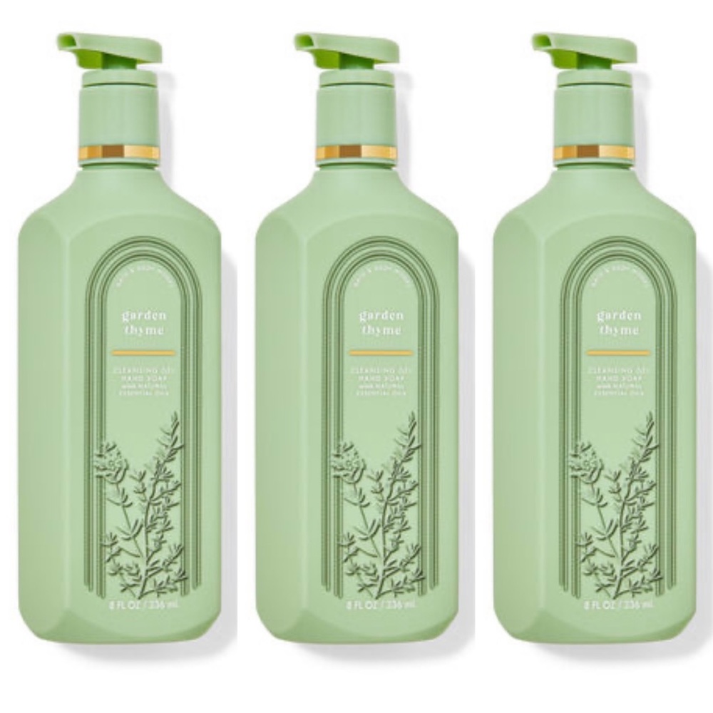 Bath & Bodyworks Garden Thyme Cleansing Gel Hand Soap - Pack of 3 - 8oz each NWT